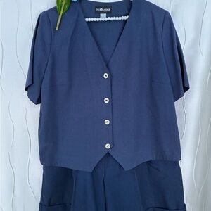 Sag Harbor Navy Blue Shorts with   Short Sleeve Top